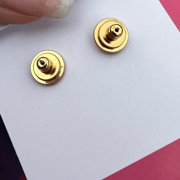 Pink 💖Tory Burch Crystal Heart Earrings Kira gold logo studs miller earring - Picture 8 of 11